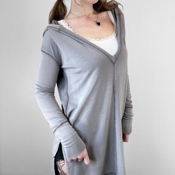 gray free people boho hippie hoodie - Picture 6 of 8